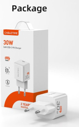 Зарядное устройство CABLETIME GA30W (CT-GAN30-PW) GaN PD3.0 30 Вт, белый