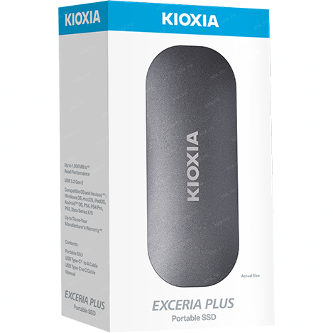 Внешний накопитель KIOXIA портативный SSD 1ТВ Exceria Plus Class USB3.2 Gen2 Portable SSD R:1050MB/s LXD10S001TG8