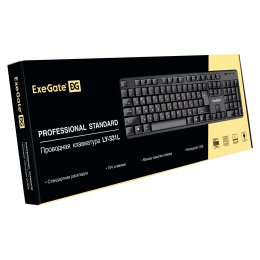 Клавиатура ExeGate Professional Standard LY-331L (USB, полноразмерная, влагозащищенная, 104кл., Enter большой, длина кабеля 2м, черная, RTL) EX263906RUS