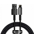 Кабель Baseus CALWJ-A01 Tungsten Gold Fast Charging Data Cable USB to Lightning 2.4A 2m, цинковый сплав+нейлоновая оплётка, Black (для смартфонов и планшетов, функции: передача данных, питание устройств, разъемы: USB 2.0 Type-A, Lightning, 2.4 А)