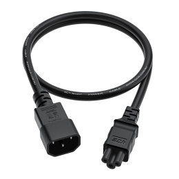 GCR Кабель питания PROF 0.5m, С14 - С5, черный, 3*1,5mm, GCR-55965