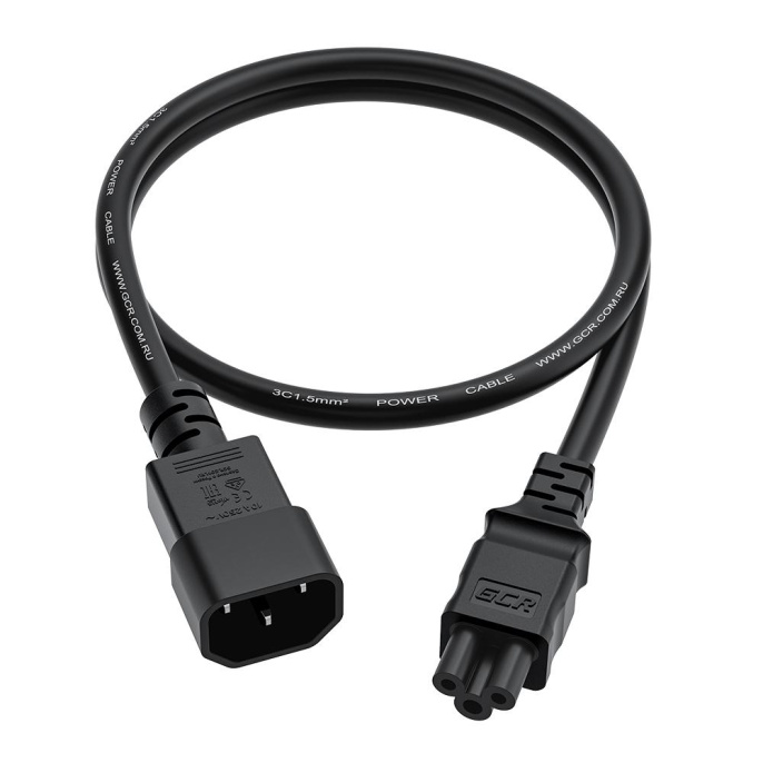 GCR Кабель питания PROF 0.5m, С14 - С5, черный, 3*1,5mm, GCR-55965