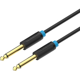 Кабель аудио VENTION Jack 6.3 m - Jack 6.3 m , 1м, GOLD, черный [baabf]