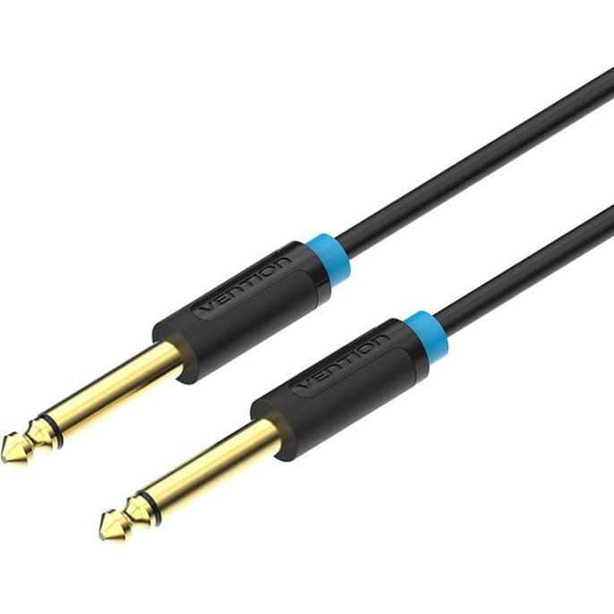 Кабель аудио VENTION Jack 6.3 m - Jack 6.3 m , 1м, GOLD, черный [baabf]