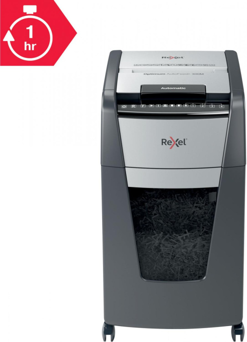 Уничтожитель бумаг Rexel Optimum AutoFeed 300M, с автоподачей, P-5, 2х15 мм, 300 лист. одновременно, 60л [2020300meu]