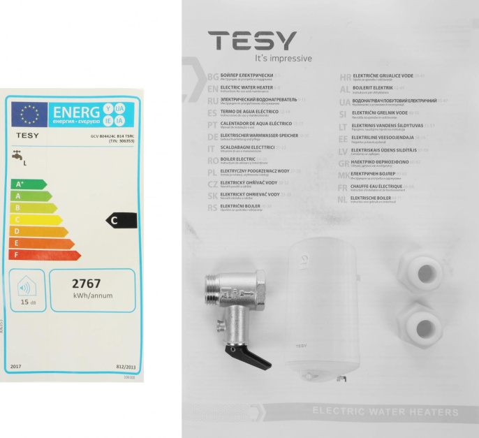 Водонагреватель Tesy Anticalc Ceramic GCV 804424С B14 TBRC 2.4кВт 80л электрический настенный/белый