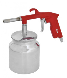 Пистолет пескоструйный Elitech 0704.013900 142л/мин соп.:6мм бак:0.75л серебристый/красный