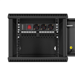 Шкаф телекоммуникационный 10" настенный 6U ExeGate EC-WM-6U.280.G.BLACK (10”, 6U, 350x280x287mm (ШхГхВ), передняя дверь закаленное стекло, пыле- и влагозащита IP23, черный RAL 9004) EX298624RUS