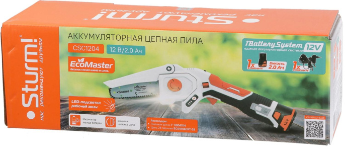 Цепная пила Sturm! CSC1204 аккум. дл.шины:4" 10cm 1аккум. 2Ач ЗУ
