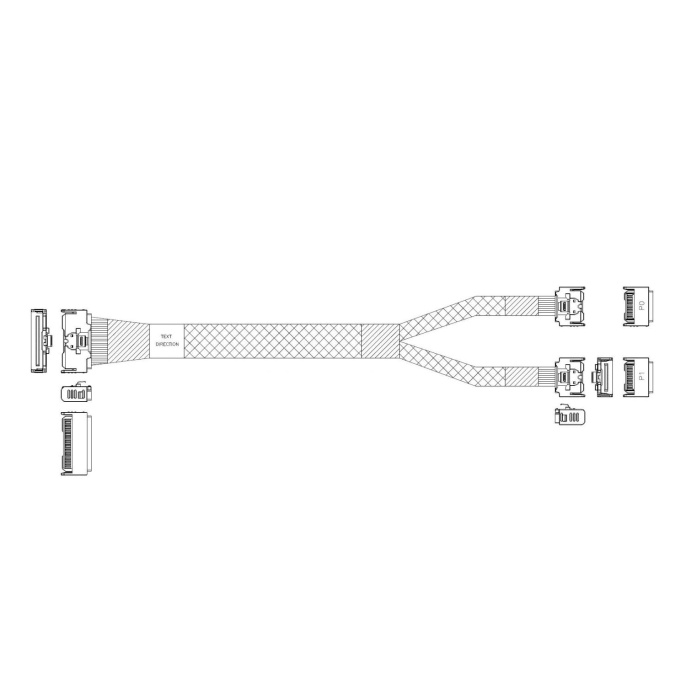 Кабель JPC P732VGB10800-1 Cable MCIO x8 74P STRAIGHT TYPE -TO- 2*MCIO x4 38P STRAIGHT TYPE , L:80cm