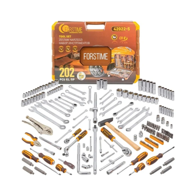 Набор инструментов FORSTIME 1/4", 3/8", 1/2" 6гр. 202 предметов FT-42022-5(56911)