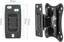 Кронштейн для телевизора Kromax CORBEL-1, 10-32", настенный, поворот и наклон,  черный [90461]