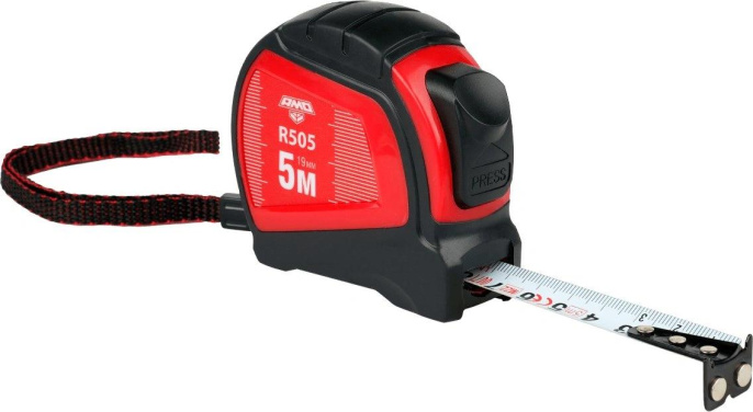Рулетка строительная AMO R505, 5м x19мм, с автостопом [851650]