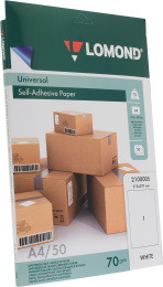 Этикетки Lomond Universal 2100005, A4, 50л, 70г/м2, белый, 210мм х 297мм, 1шт