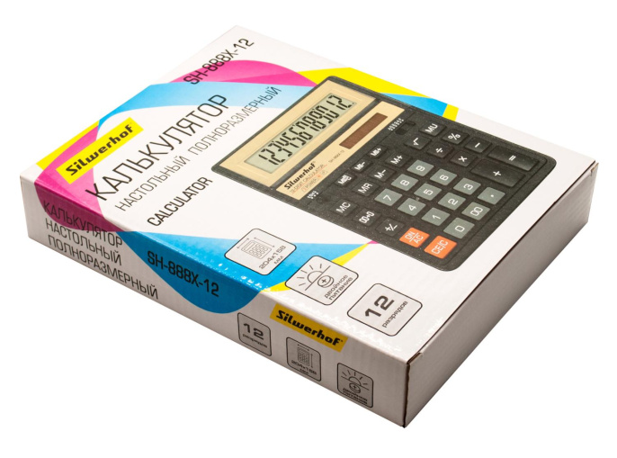 Калькулятор настольный Silwerhof SH-888X-12 черный 12-разр.