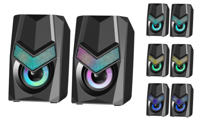 Колонки 2.0 Defender Solar 1 6Вт, подсветка, питание от USB 65401