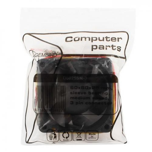Вентилятор в корпус Gembird D6025SM-3 60x60x25, втулка, 3 pin, провод 25 см , OEM {100}