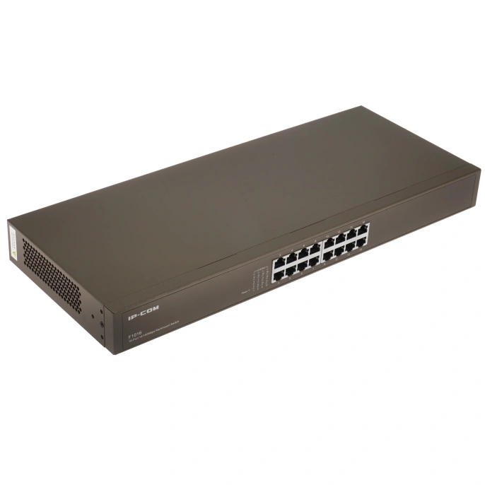 Коммутатор неуправляемый IP-COM F1016, 16 портов, 16x100 Мбит/с, настольный/ установка в стойку, металлический корпус