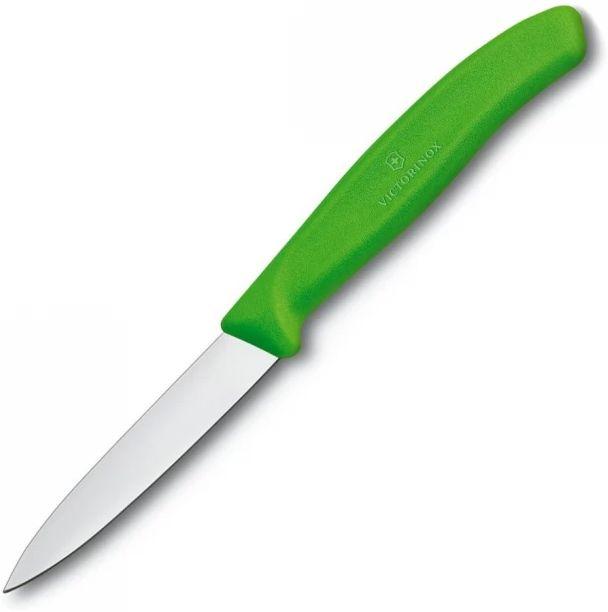 Нож кухонный Victorinox Swiss Classic 6.7606.L114 стальной для чистки овощей и фруктов лезв.80мм прямая заточка салатовый