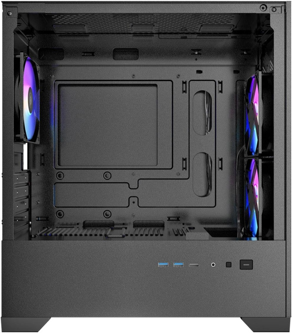 Корпус Azza AEROHEX-M черный без БП mATX 8x120mm 2x140mm 1xUSB2.0 2xUSB3.0 audio bott PSU (CSAZ-203A03M)