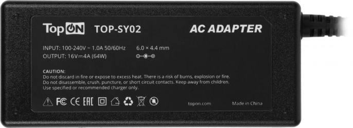 Блок питания TopON TOP-SY02 64W-16V 4A от бытовой электросети (64059)