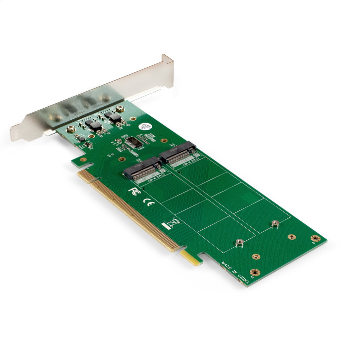 Переходник ExeGate EXE-597E4 4 x M.2 M key - PCI-E x16 v3.0, для установки четырех SSD M.2 2230/2242/2260/2280/22110 M key NGFF в слот PCI-E, материнская плата должна быть c функции Bifurcation PCI-E EX298299RUS