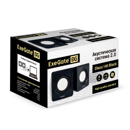 Акустическая система 2.0 ExeGate Disco 140 Black (питание USB, 2х3Вт (6Вт RMS), 100-20000Гц, черный, Color Box) EX287057RUS