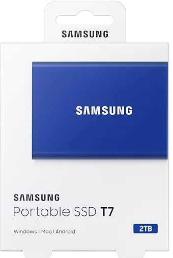 Внешний накопитель Samsung T7 2TB MU-PC2T0H/WW (синий) USB-C, запись - 1000МБ/с, чтение - 1050МБ/с