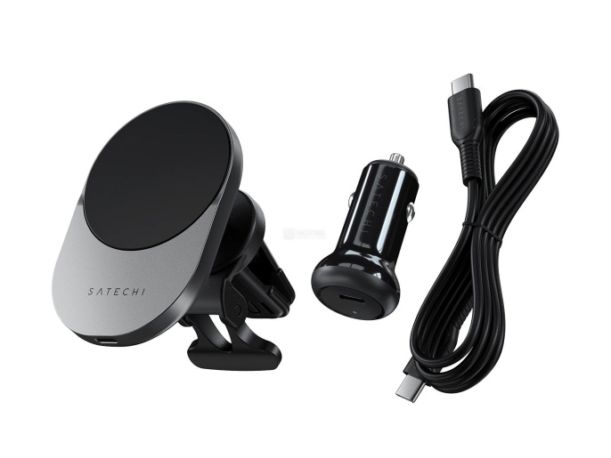 Автомобильное беспроводное зарядное устройство Satechi Qi2 Wireless Car Charger 15W. Цвет: серый космос