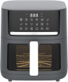 Аэрофритюрница Honor Choice Air Fryer Dark Gray YJ-NL65037AD диапазон температур выпечки: 80-200℃, прозрачные окна, объем 7л, высокоскоростнfz циркуляциz горячего воздуха на 360°, интеллектуальное сенсорное управление, 12 предустановленных меню, умная