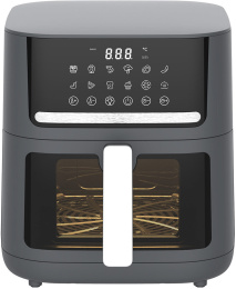 Аэрофритюрница Honor Choice Air Fryer Dark Gray YJ-NL65037AD диапазон температур выпечки: 80-200℃, прозрачные окна, объем 7л, высокоскоростнfz циркуляциz горячего воздуха на 360°, интеллектуальное сенсорное управление, 12 предустановленных меню, умная