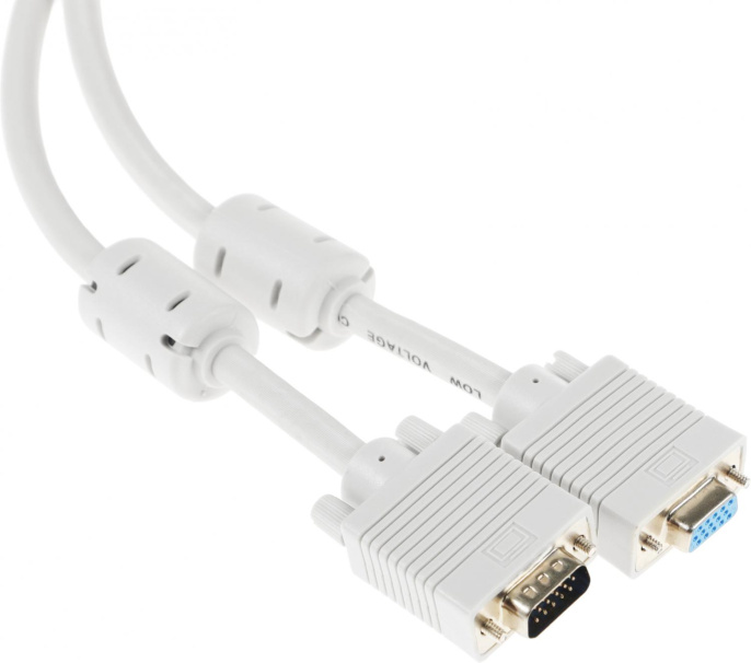 Кабель-удлинитель SVGA NingBo VGA (m) -  VGA (f),  ферритовый фильтр ,  3м,  серый
