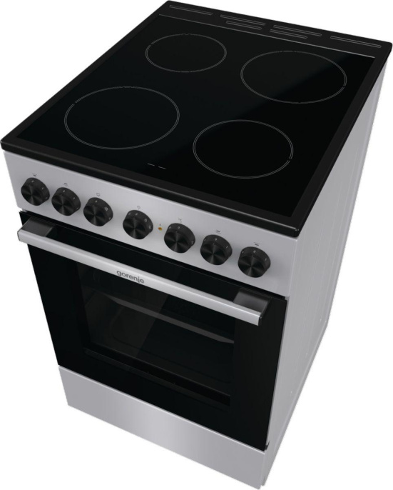 Электрическая плита Gorenje GEC5B20SG, стеклокерамика, инфракрасная, без крышки, серебристый