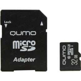 Micro SecureDigital 32Gb QUMO QM32GMICSDHC10U3 {MicroSDHC Class 10 UHS-I U3, SD adapter}