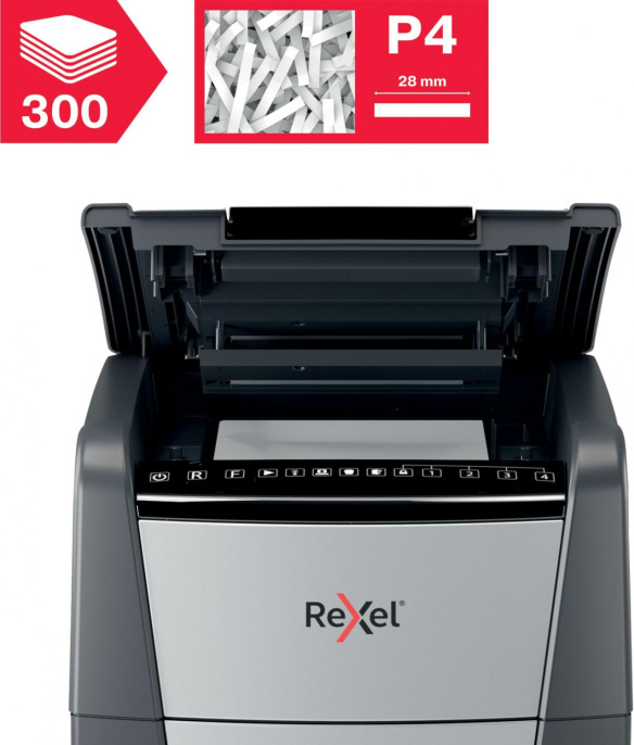 Уничтожитель бумаг Rexel Optimum AutoFeed 300X, с автоподачей, P-4, 4х25 мм, 300 лист. одновременно, 60л [2020300xeu]