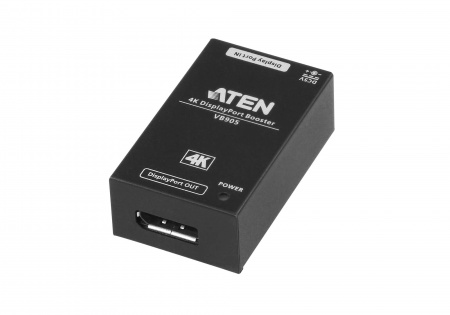 Удлинитель ATEN VB905-AT-G DP, 10 м., 1xUTP Cat5e, макс.разр.4096x2160/3840x2160 60Hz 4:4:4/1080p, DP, DC 5.3V, указано суммарное расстояние источник сигнала- усилитель- приемник сигнала;каскад до 3 уровней