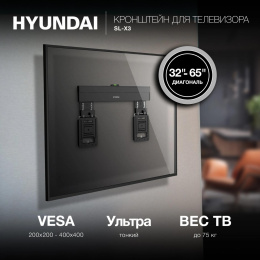Кронштейн для телевизора Hyundai SL-X3 черный 32"-65" макс.75кг настенный фиксированный (HMS65XF075BK24)