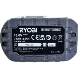Аккумулятор Ryobi ONE+ 2.0 Ач RB1820C 5133005052