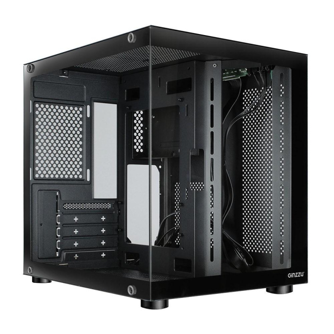 Ginzzu V100 закаленное стекло 1*USB 3.0,1*USB 2.0, AU mATX