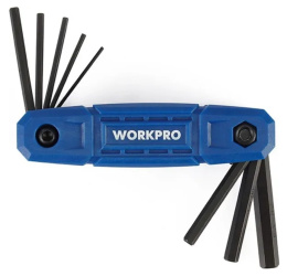 Набор ключей WorkPro WP222031 8 предметов шестигранные, хромованадиевая сталь, закаленная и отпущенная, прочная конструкция ручки, размер:1.5, 2, 2.5, 3, 4, 5, 6, 8 мм