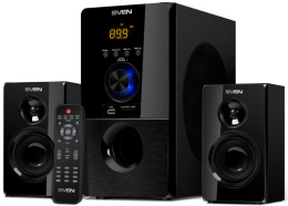 Акустика Sven MS-2050 Черный SV-013233 2 x 12.5 + 30 Вт, 45-20000 Гц, пульт ДУ, USB+SD ридер, FM-радио + часы, LED-дисплей, Bluetooth, сателлиты: 104x180x92, сабвуфер: 165x325x282 мм
