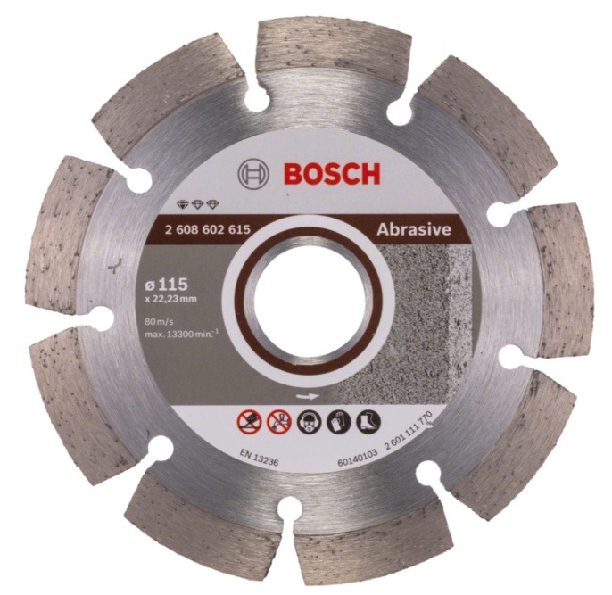 Алмазный диск Bosch Standard for Abrasive 115х22.23мм 2.608.602.615 для угловых шлифовальных машин, сегментный, абразив, обрабатываемый материал: бетон, кирпич, камень