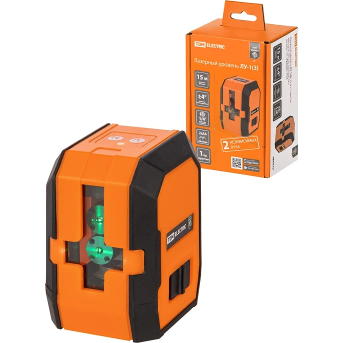 Лазерный уровень TDM ELECTRIC лу-1 з гранит, 15 м, ± 1 мм/5 м, два луча, 520 нм, резьба 1/4 SQ1018-0301
