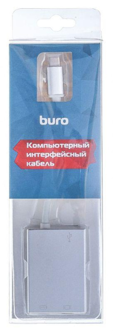 Адаптер Buro USB Type-C m - miniDisplayPort f , 0.1м, серебристый [bhp]