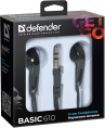 Defender Basic 610 Наушники вставные затычки черные