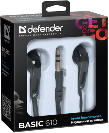 Defender Basic 610 Наушники вставные затычки черные