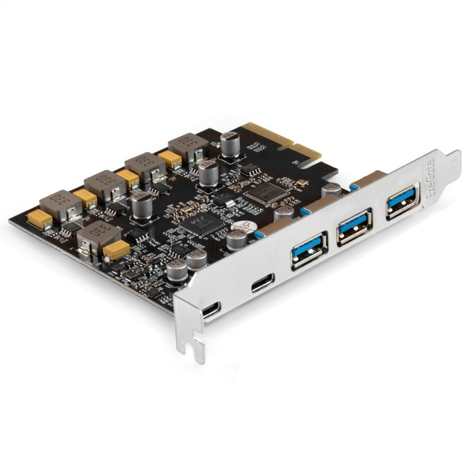 Контроллер ExeGate EXE-313-3A2C EX298301RUS PCI-E x4 v3.0, USB3.2 Gen2 3xType-A + 2xType-C ext., SuperSpeed+ скорость до 10 Гбит/с, разъем доп.питания, ASMedia Chipset ASM3142
