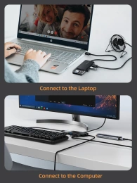 Концентратор CABLETIME CB02B (CT-HUBT2-PB) 4 порта, 5Gbps, 1 м, с блоком питания, USB-хаб для ноутбука и ПК