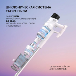 Вертикальный пылесос handstick Polaris FusionPro PVCS 4010, 450Вт, белый/белый