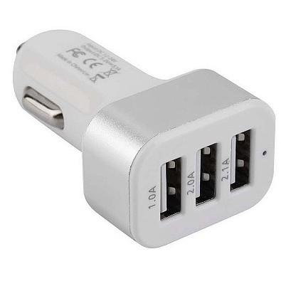 Cablexpert Адаптер питания 12V- 5V 3-USB, 2.1/2/1A, белый MP3A-UC-CAR17